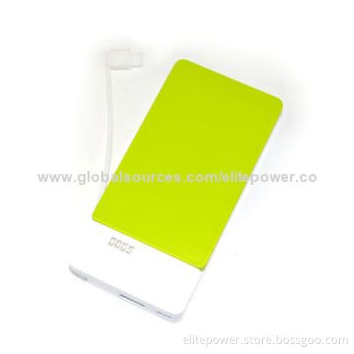 Power Bank with 5,000mAh Capacity, Built-in USB Cable, Fashionable Design